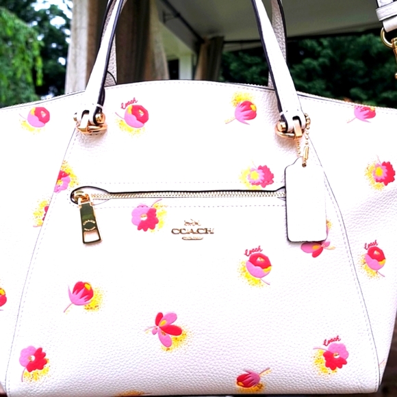 🎁 NEW Coach Prairie  C5838 Pink /White Satchel/Crossbody NEW with Tags - Picture 5 of 12